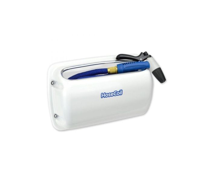 12 Hosecoil Hose coil flushmount enclosure with "15' x 3/8" hose & adjustable spray nozzle (8" x 13"H)