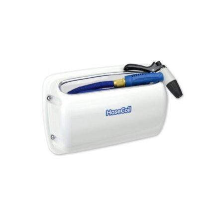Hosecoil Hose coil 25' blue kit expandable hose with white side mount enclosure