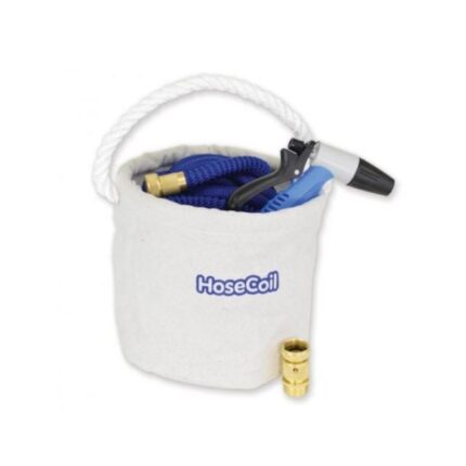 Hosecoil Hose coil 75' canvas bucket kit with expandable hose rubber tip nozzle and quick release
