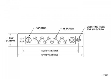 BLUE SEA Bus Bar 2x M6 / 10x M4