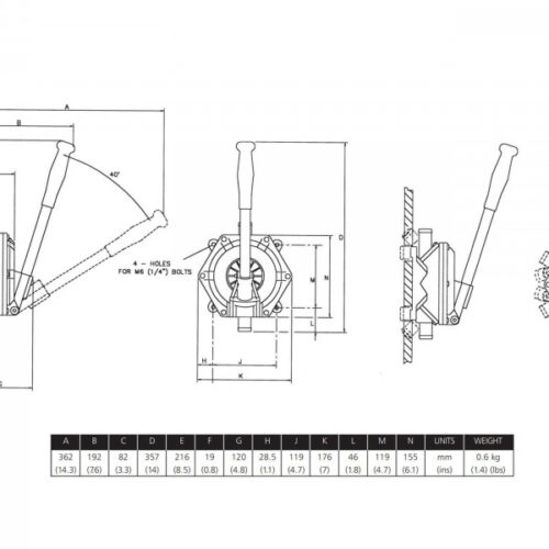 JABSCO AMAZON Manual Bilge Pump / Surface Mounting