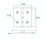 AAA - Stainless Steel Hinge 304 Size: 50.9mm x 50.6mm - Image 2