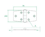 AAA - Stainless Steel Hinge 304 Size: 74mm x 37.5mm - Image 2