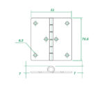 AAA - Stainless Steel Hinge 304 Size: 76.6mm x 51mm - Image 2